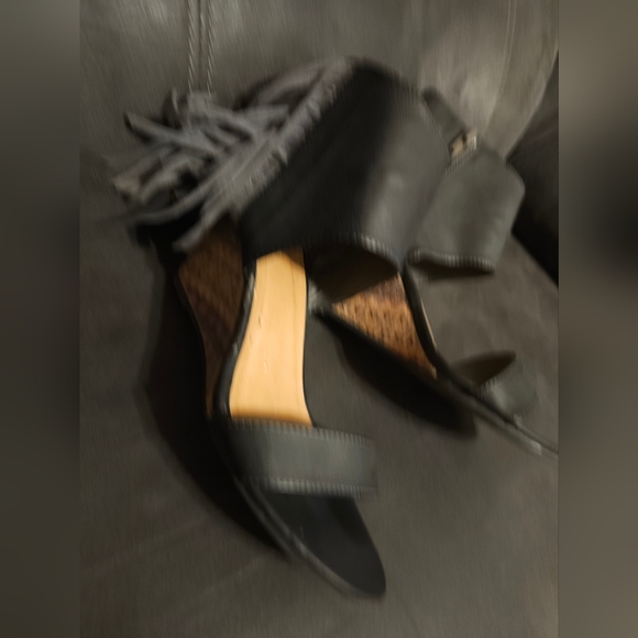 RAMPAGE Aztec Cork Wedge sandals Leather Ankle Zipper fringe sz9.5 - Picture 6 of 9